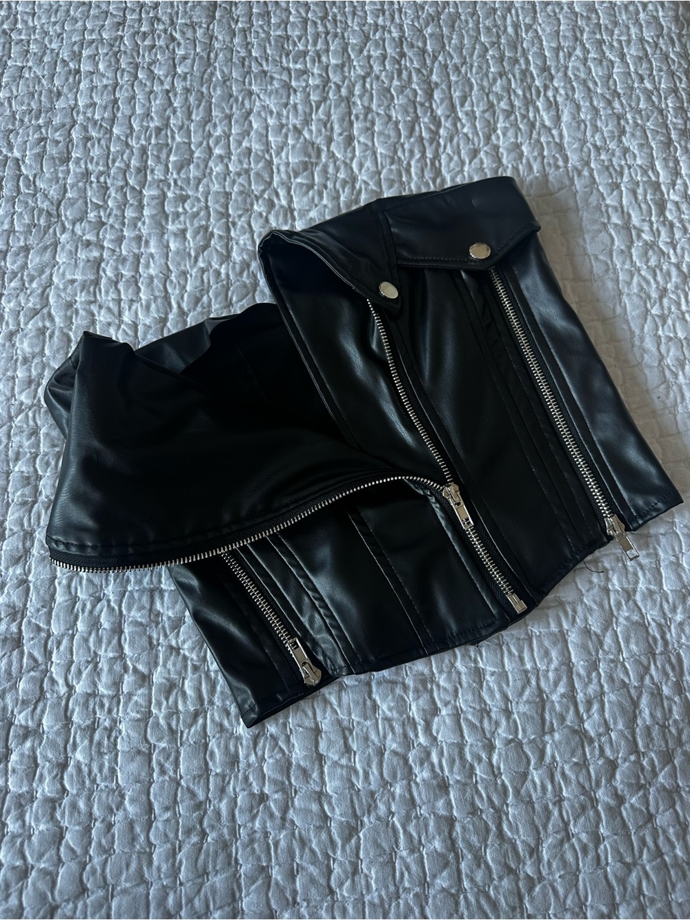 Black Faux Leather Corset Crop Top - Unbranded - Picture 3 of 3